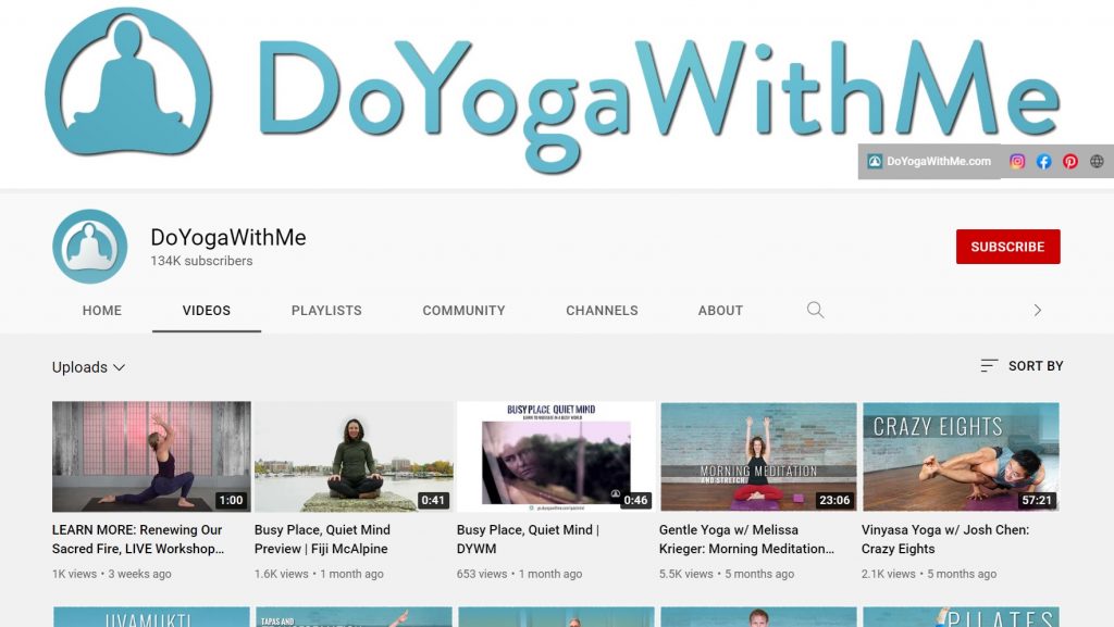 DoYogaWithMe youtube channel